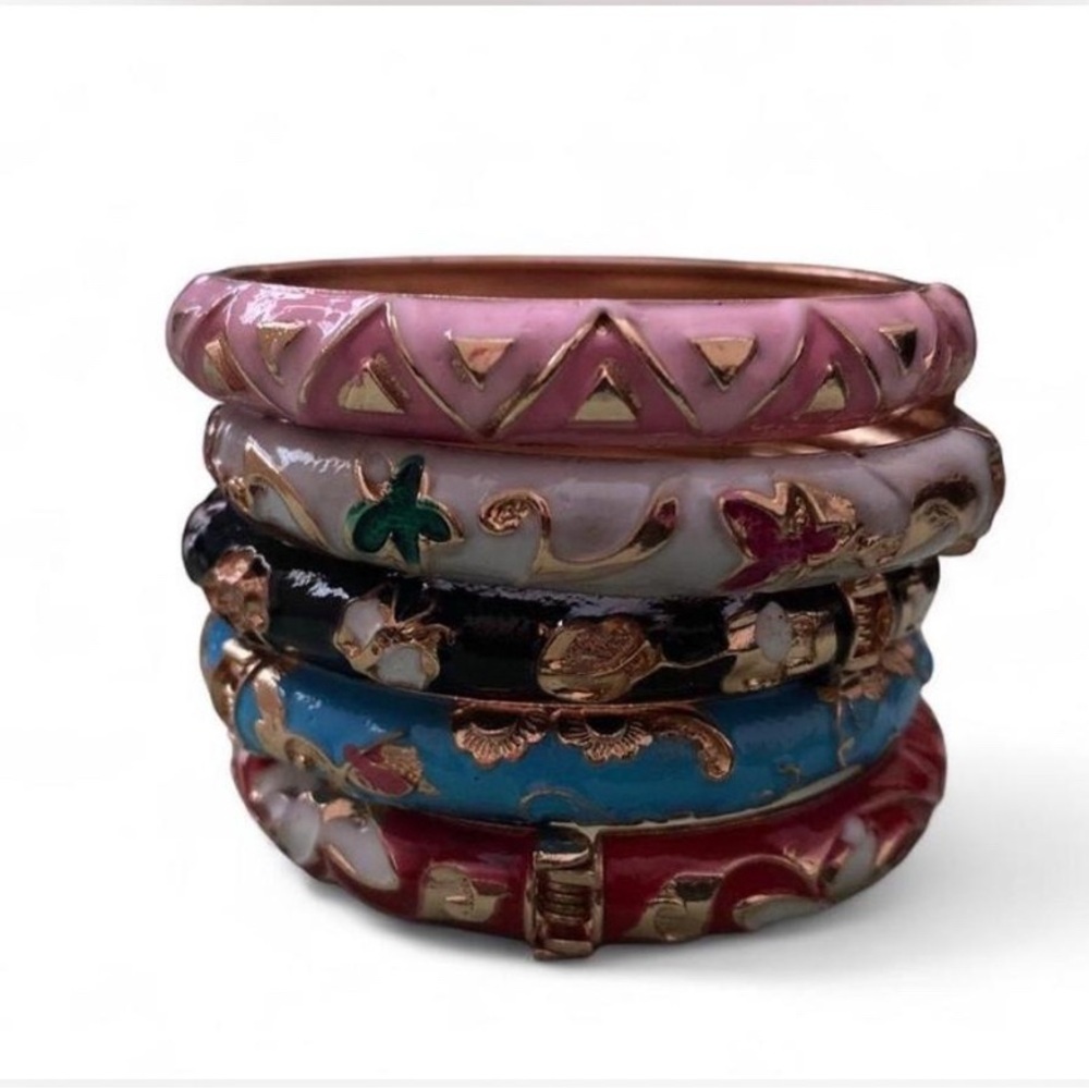 Colorful Enamel Bangle Set - Picture 2 of 5